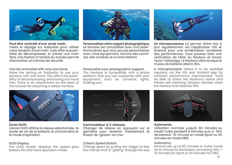 Brochure Sublue - scooters sous-marins